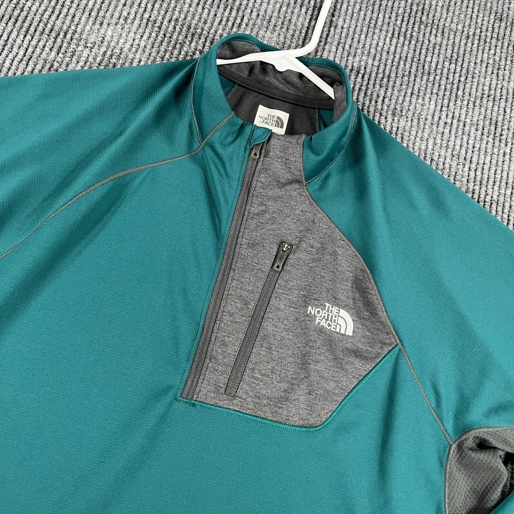 The North Face Pullover Mens Large Green Long Sleeve 1/4 Zip Mock Neck Outdoor